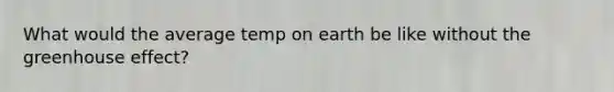 What would the average temp on earth be like without the <a href='https://www.questionai.com/knowledge/kSLZFxwGpF-greenhouse-effect' class='anchor-knowledge'>greenhouse effect</a>?