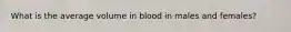 What is the average volume in blood in males and females?