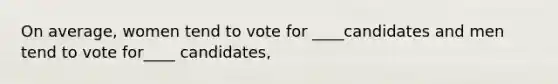 On average, women tend to vote for ____candidates and men tend to vote for____ candidates,