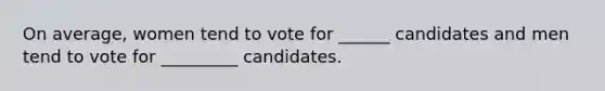 On average, women tend to vote for ______ candidates and men tend to vote for _________ candidates.