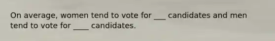 On average, women tend to vote for ___ candidates and men tend to vote for ____ candidates.
