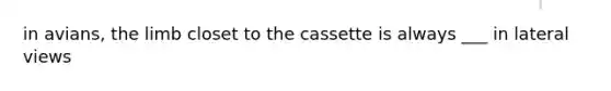 in avians, the limb closet to the cassette is always ___ in lateral views