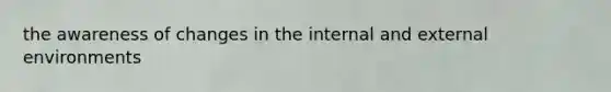 the awareness of changes in the internal and external environments