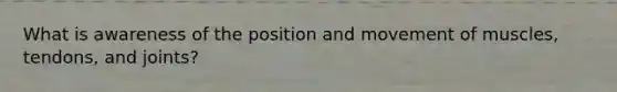 What is awareness of the position and movement of muscles, tendons, and joints?