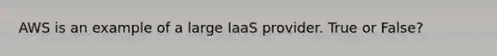 AWS is an example of a large IaaS provider. True or False?