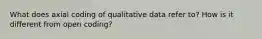 What does axial coding of qualitative data refer to? How is it different from open coding?