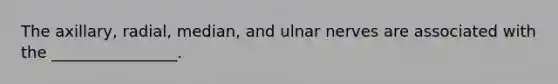 The axillary, radial, median, and ulnar nerves are associated with the ________________.