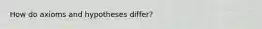 How do axioms and hypotheses differ?