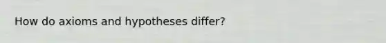 How do axioms and hypotheses differ?