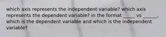 which axis represents the independent variable? which axis represents the dependent variable? in the format _____ vs ______, which is the dependent variable and which is the independent variable?