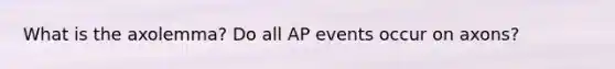 What is the axolemma? Do all AP events occur on axons?