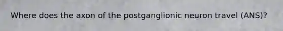 Where does the axon of the postganglionic neuron travel (ANS)?