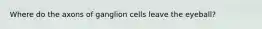 Where do the axons of ganglion cells leave the eyeball?