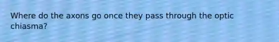 Where do the axons go once they pass through the optic chiasma?