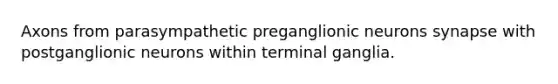 Axons from parasympathetic preganglionic neurons synapse with postganglionic neurons within terminal ganglia.
