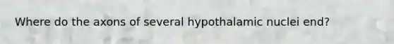 Where do the axons of several hypothalamic nuclei end?