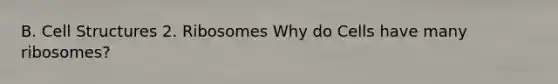 B. Cell Structures 2. Ribosomes Why do Cells have many ribosomes?