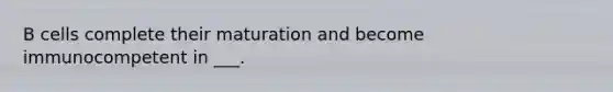 B cells complete their maturation and become immunocompetent in ___.