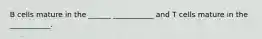 B cells mature in the ______ ___________ and T cells mature in the ___________.