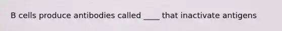 B cells produce antibodies called ____ that inactivate antigens