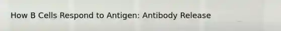 How B Cells Respond to Antigen: Antibody Release