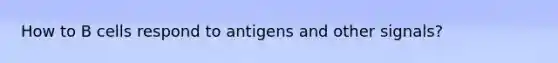 How to B cells respond to antigens and other signals?