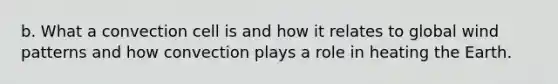 b. What a convection cell is and how it relates to global wind patterns and how convection plays a role in heating the Earth.