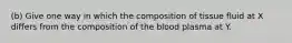 (b) Give one way in which the composition of tissue fluid at X differs from the composition of the blood plasma at Y.