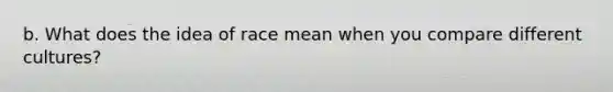 b. What does the idea of race mean when you compare different cultures?