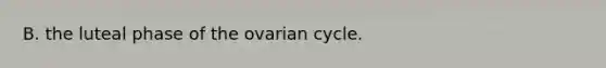 B. the luteal phase of the ovarian cycle.