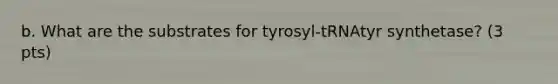 b. What are the substrates for tyrosyl-tRNAtyr synthetase? (3 pts)