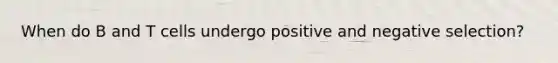 When do B and T cells undergo positive and negative selection?
