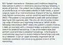 B22 System Interactions | Diseases and Conditions Impacting Intervention A patient is referred to physical therapy following 3 weeks of bed rest. The patient has multiple problems in- cluding an acute flare-up of rheumatoid arthritis in both hands, a recent surgical repair of an intertrochanteric fracture of the hip, bilateral knee flexion contractures, and an abnormal electrocardiogram (EKG). The patient is now permitted to walk with partial weight bearing on the operated side. The plan of care includes increas- ing range of motion and improving endurance. Which of the following interventions BEST meets the patient's needs? Choices: 1 Walk as tolerated with a standard walker and perform passive stretch to bilateral hamstrings. 2 Use a recumbent bike and perform contract/relax to bilateral hamstrings. 3 Participate in contract/relax exercises to stretch bilateral hamstrings and walk on a treadmill. 4 Use an upper-extremity ergometer set at moderate resistance and prone-lying passive stretch of the hamstrings.