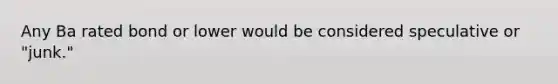 Any Ba rated bond or lower would be considered speculative or​ "junk."