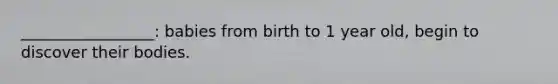 _________________: babies from birth to 1 year old, begin to discover their bodies.