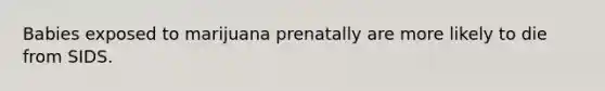 Babies exposed to marijuana prenatally are more likely to die from SIDS.