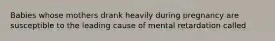 Babies whose mothers drank heavily during pregnancy are susceptible to the leading cause of mental retardation called