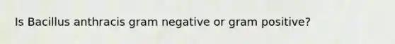 Is Bacillus anthracis gram negative or gram positive?