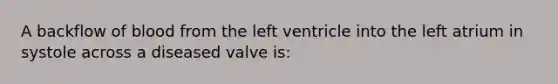 A backflow of blood from the left ventricle into the left atrium in systole across a diseased valve is: