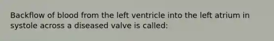 Backflow of blood from the left ventricle into the left atrium in systole across a diseased valve is called: