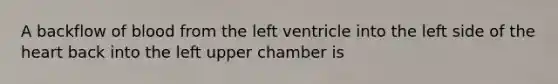 A backflow of blood from the left ventricle into the left side of the heart back into the left upper chamber is