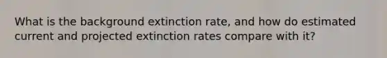 What is the background extinction rate, and how do estimated current and projected extinction rates compare with it?