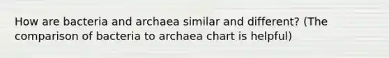 How are bacteria and archaea similar and different? (The comparison of bacteria to archaea chart is helpful)
