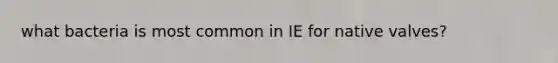 what bacteria is most common in IE for native valves?