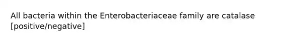 All bacteria within the Enterobacteriaceae family are catalase [positive/negative]