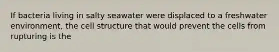 If bacteria living in salty seawater were displaced to a freshwater environment, the cell structure that would prevent the cells from rupturing is the