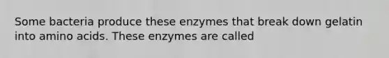 Some bacteria produce these enzymes that break down gelatin into amino acids. These enzymes are called