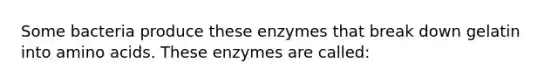 Some bacteria produce these enzymes that break down gelatin into amino acids. These enzymes are called: