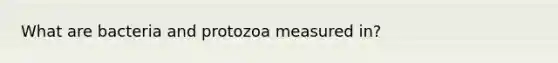 What are bacteria and protozoa measured in?