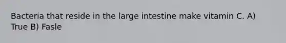 Bacteria that reside in the large intestine make vitamin C. A) True B) Fasle